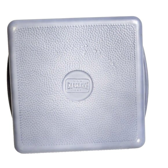 Vintage Glasbake J-247 Grecian Blue and White Milk Glass Baking Dish 9x9x2" VGC - Picture 5 of 9